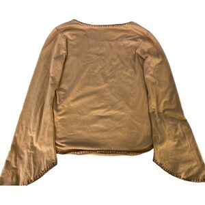 Luigi Bertolli top, size M, light brown viscose blend.  Embroidery and stitching